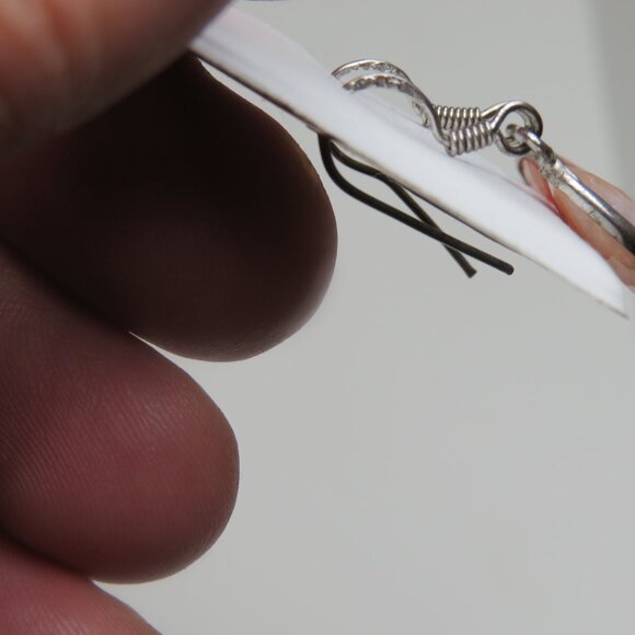 Sterling Silver Lab Created Ruby Earring Hand Crafted - Picture 3 of 3